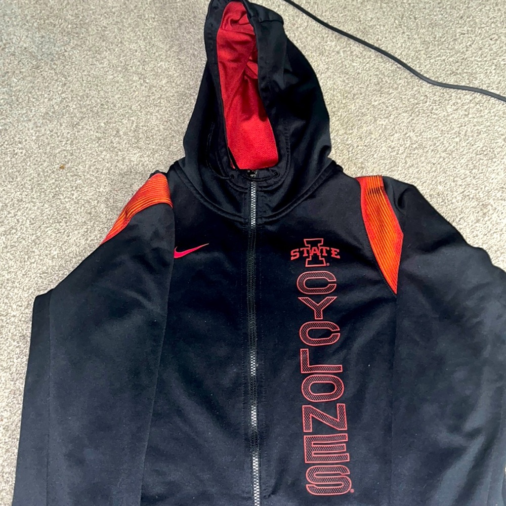 Red & black Iowa state Nike cyclone hoodie with two zippers